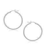 14k White Gold Polished Hoop Earrings (30 mm) thumbnail 1