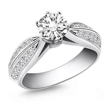 Load image into Gallery viewer, 14k White Gold Cathedral Double Row Pave Diamond Engagement Ring