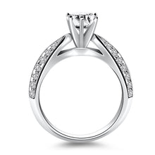 Load image into Gallery viewer, 14k White Gold Cathedral Double Row Pave Diamond Engagement Ring