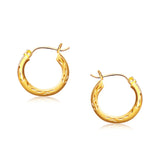 14k Yellow Gold Fancy Diamond Cut Hoop Earrings (5/8 inch Diameter) thumbnail 1