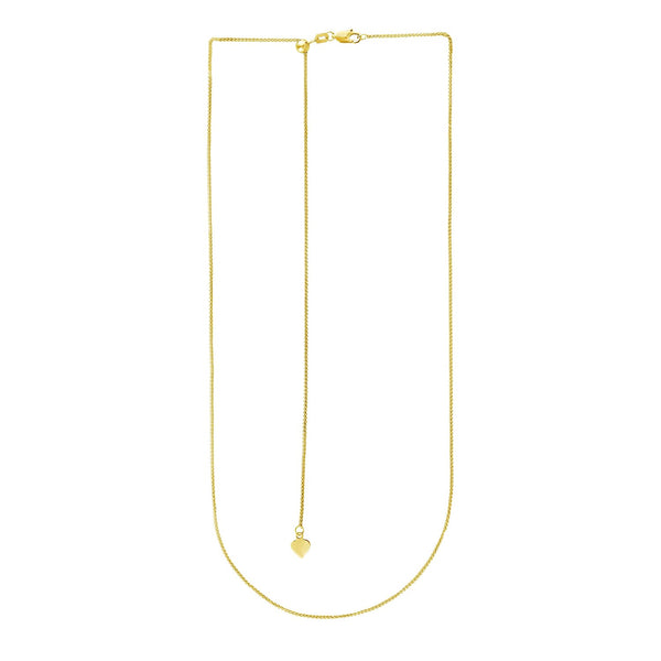 14k Yellow Gold Adjustable Wheat Chain 1.0mm