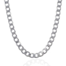 Load image into Gallery viewer, Rhodium Plated 8.4mm Sterling Silver Curb Style Chain