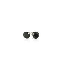 Load image into Gallery viewer, 14k White Gold Stud Earrings with Black 6mm Faceted Cubic Zirconia