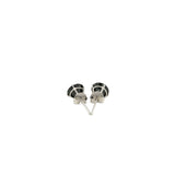 14k White Gold Stud Earrings with Black 6mm Faceted Cubic Zirconia thumbnail 4