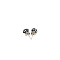 14k White Gold Stud Earrings with Black 6mm Faceted Cubic Zirconia