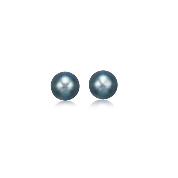 14k Yellow Gold Cultured Black Pearl Stud Earrings (6.0 mm)