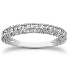 Load image into Gallery viewer, 14k White Gold Fancy Pave Diamond Milgrain Textured Wedding Ring Band