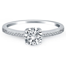 Load image into Gallery viewer, 14k White Gold Classic Diamond Pave Solitaire Engagement Ring