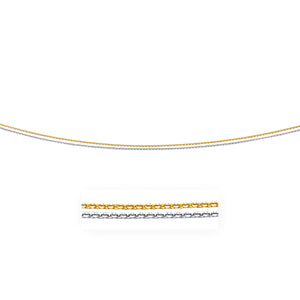 14k Two-Tone Double Strand Cable Pendant Chain 1.1mm