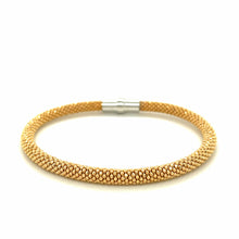Load image into Gallery viewer, Sterling Silver Rhodium Plated Yellow Gold Plated Popcorn Motif Bangle