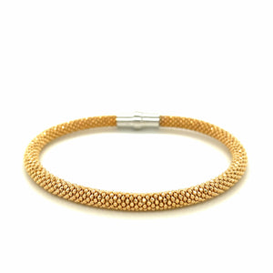Sterling Silver Rhodium Plated Yellow Gold Plated Popcorn Motif Bangle