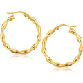 14K yellow gold hoop earrings with rounded tube profile, 1 1/8 inch