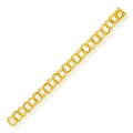14K yellow gold double link charm bracelet with 10.0mm solid links