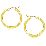 14k Yellow Gold Diamond Cut Hoop Earrings (25mm) thumbnail 1