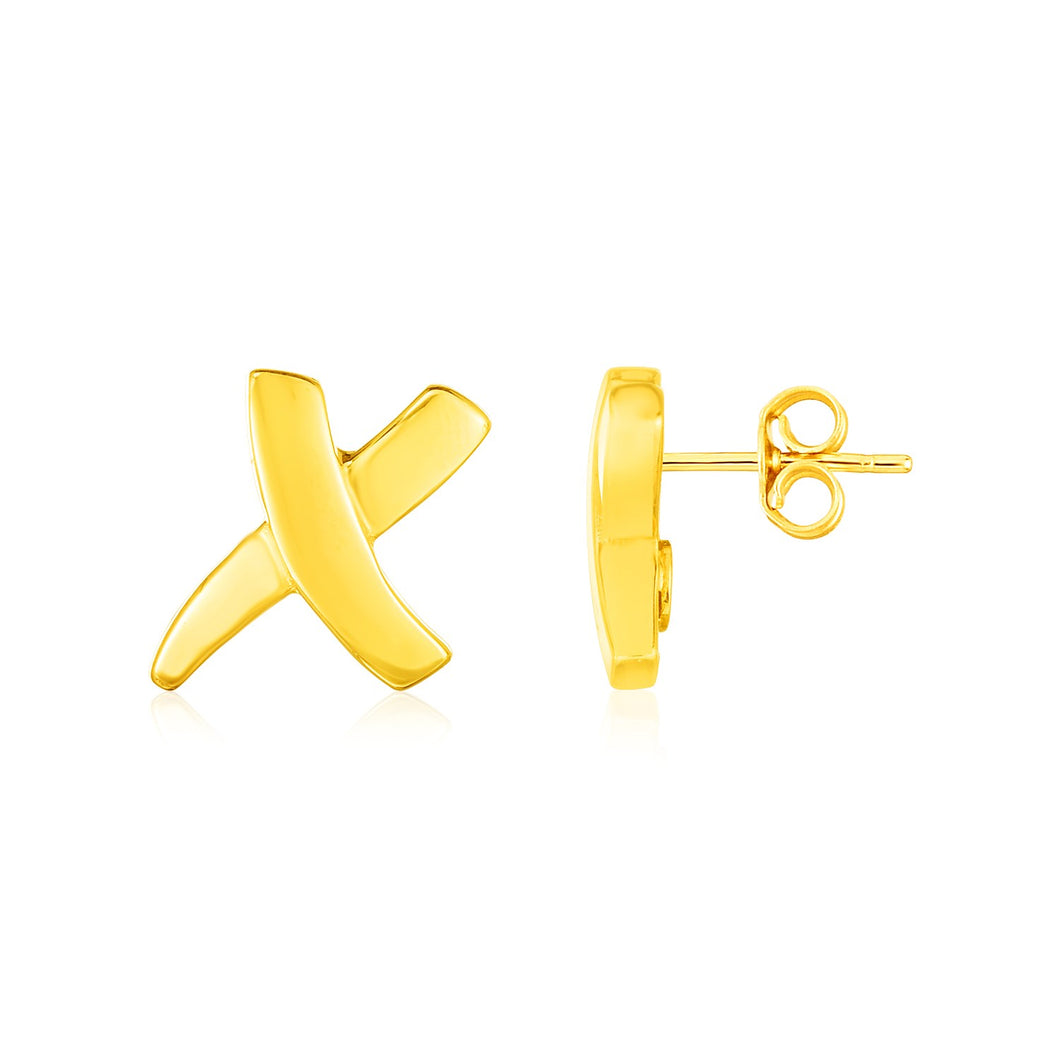 14K Yellow Gold X Earrings