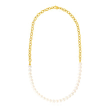 Load image into Gallery viewer, 14k Yellow Gold Oval Chain Necklace with Pearls