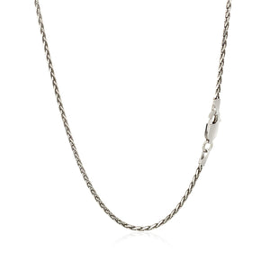 Sterling Silver Rhodium Plated Wheat Chain 1.5mm