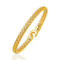 14K yellow gold woven fancy weave slip-on bangle, 5.0mm width