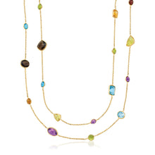 Load image into Gallery viewer, 14k Yellow Gold Double Layer Multi Gem Necklace