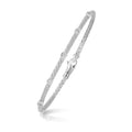 14K white gold basket weave bracelet with diamond accent stations