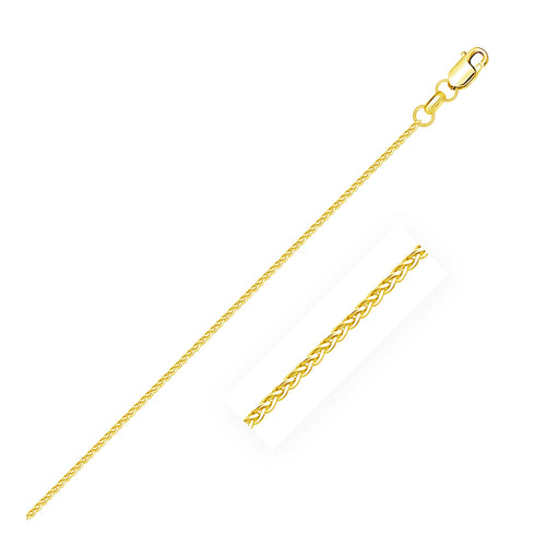 14k Yellow Gold Diamond Cut Round Wheat Chain 1.1mm