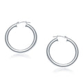 14K white gold polished hoop earrings 30 mm with no stones