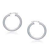 14k White Gold Polished Hoop Earrings (30 mm) thumbnail 1