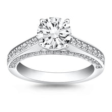 Load image into Gallery viewer, 14k White Gold Pave Diamond Cathedral Engagement Ring