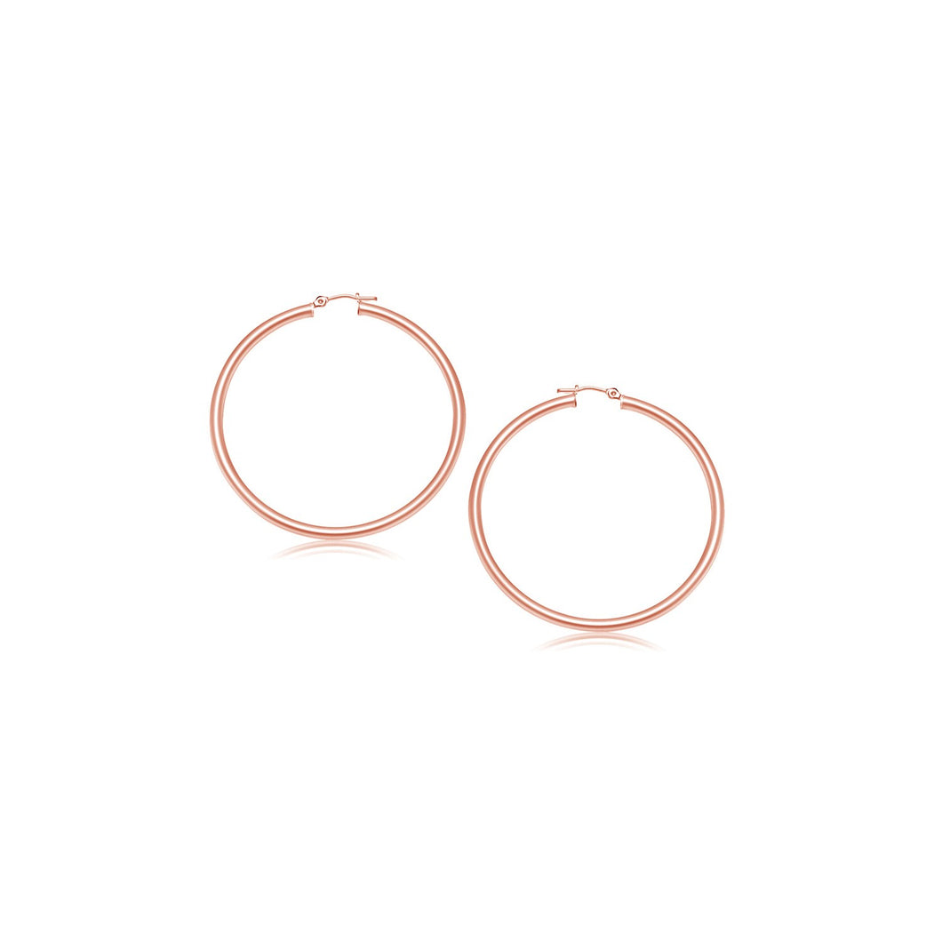 14k Rose Gold Polished Hoop Earrings (15 mm)