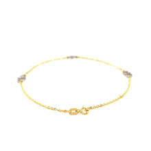 Load image into Gallery viewer, 14k Two Tone Gold Entwined Heart Stationed Anklet