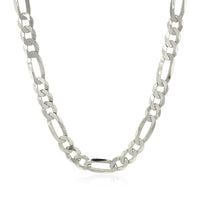 Rhodium Plated 5.5mm Sterling Silver Figaro Style Chain
