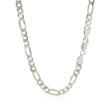 Load image into Gallery viewer, Rhodium Plated 5.5mm Sterling Silver Figaro Style Chain