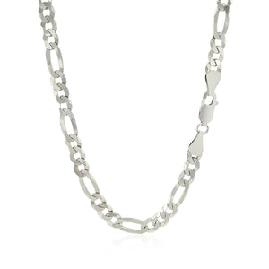 Rhodium Plated 5.5mm Sterling Silver Figaro Style Chain