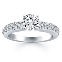 Load image into Gallery viewer, 14k White Gold Triple Row Pave Diamond Engagement Ring