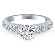 Load image into Gallery viewer, 14k White Gold Triple Row Pave Diamond Engagement Ring