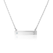 Load image into Gallery viewer, Sterling Silver 18 inch Bar Necklace with Diamond and Engraved Heart