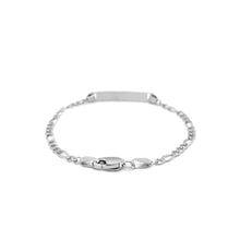 Load image into Gallery viewer, 14k White Gold Figaro Chain Fancy Children&#39;s ID Bracelet