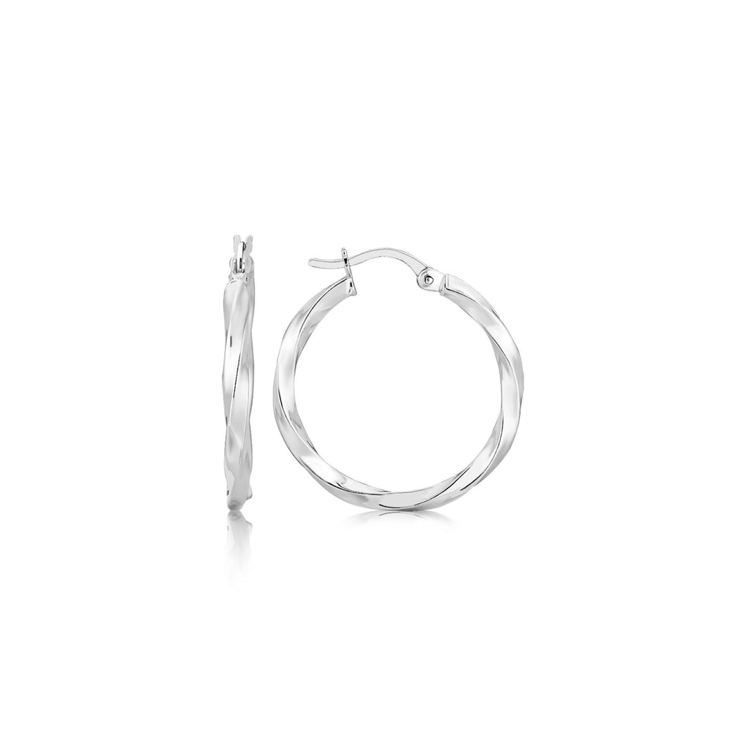 Sterling Silver Polished Spiral Motif Hoop Earrings