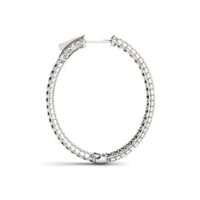 Load image into Gallery viewer, 14k White Gold Diamond Hoop Double Sided Three Row Earrings (2 cttw)