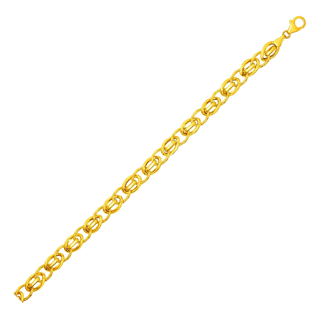 Bracelet with Oval and Twisted Interlocking Links in 14k Yellow Gold