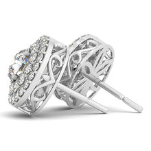 Load image into Gallery viewer, 14k White Gold Double Halo Round Diamond Earrings (1 1/4 cttw)