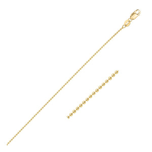 14k Yellow Gold Bead Chain 1.0mm