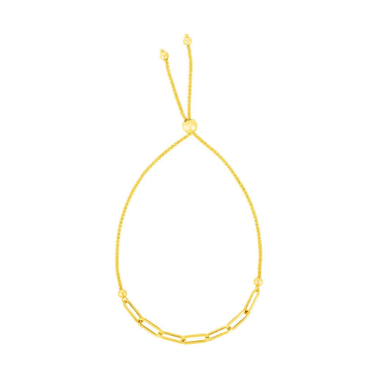 14K yellow gold adjustable paperclip chain bracelet