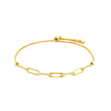 14K Yellow Gold Adjustable Bracelet with Paperclip Chain thumbnail 2