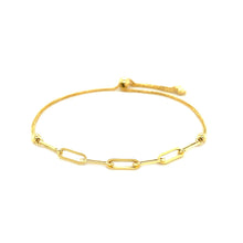 Load image into Gallery viewer, 14K Yellow Gold Adjustable Bracelet with Paperclip Chain