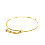 14K Yellow Gold Adjustable Bracelet with Paperclip Chain thumbnail 3