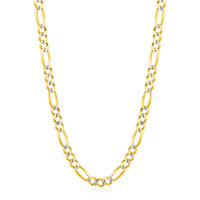 6.0mm 14K Yellow Gold Solid Pave Figaro Chain