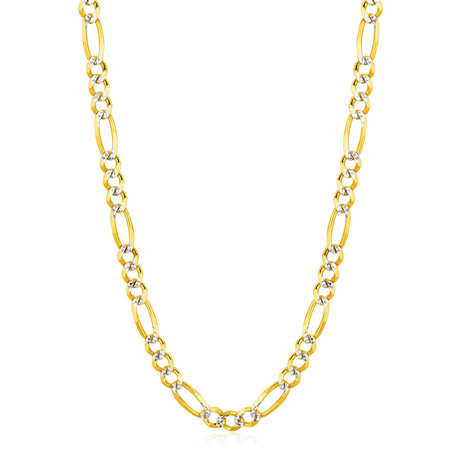 6.0mm 14K Yellow Gold Solid Pave Figaro Chain