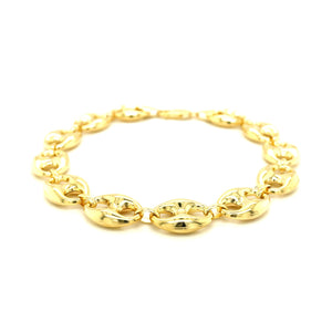 11.0mm 14k Yellow Gold Puffed Mariner Link Bracelet