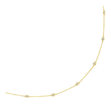 Load image into Gallery viewer, 14k Yellow Gold Station Necklace with Round Diamonds